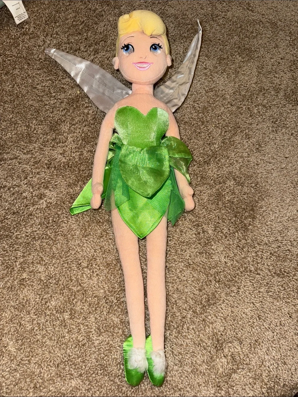Disney Tinker Bell Plush Doll in Bright Green Dress